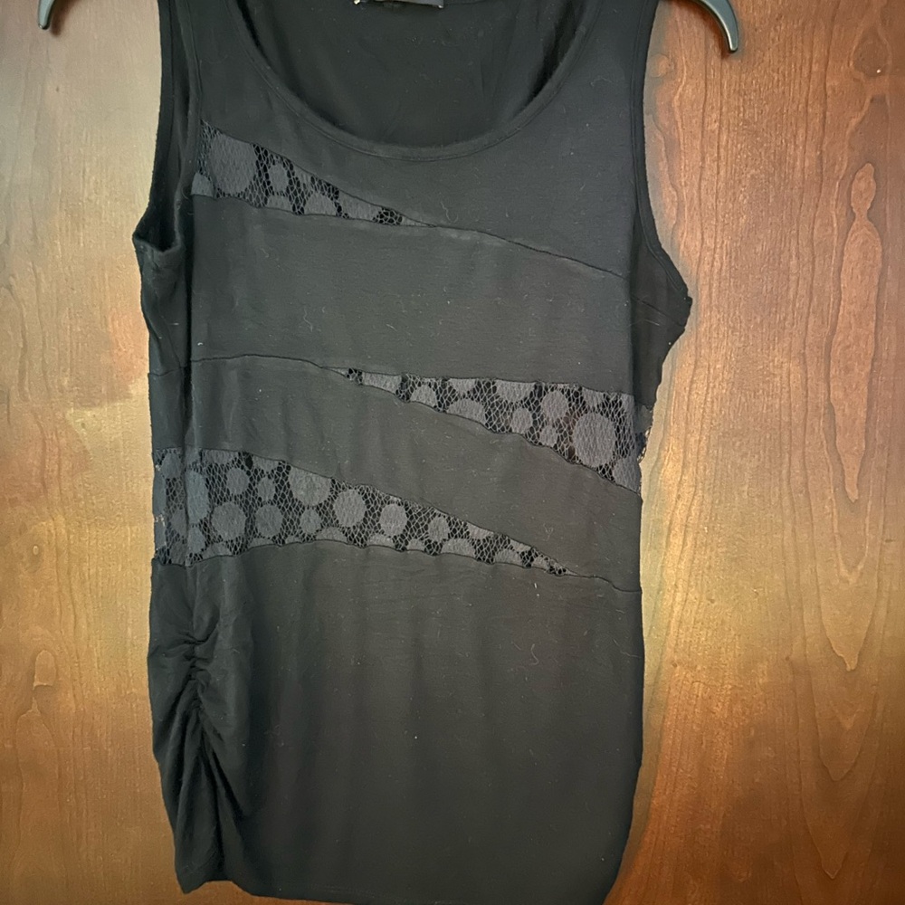 Color Swatch Chic Black Lace-Panel Tank Top